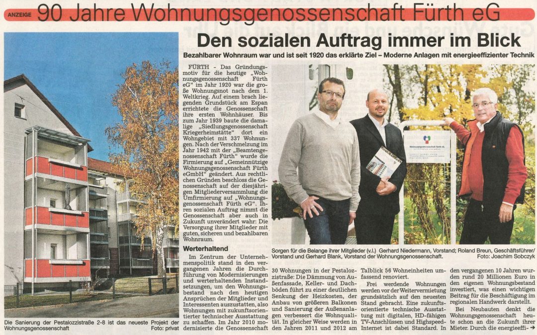 90 Jahre Wohnungsgenossenschaft Fürth eG …