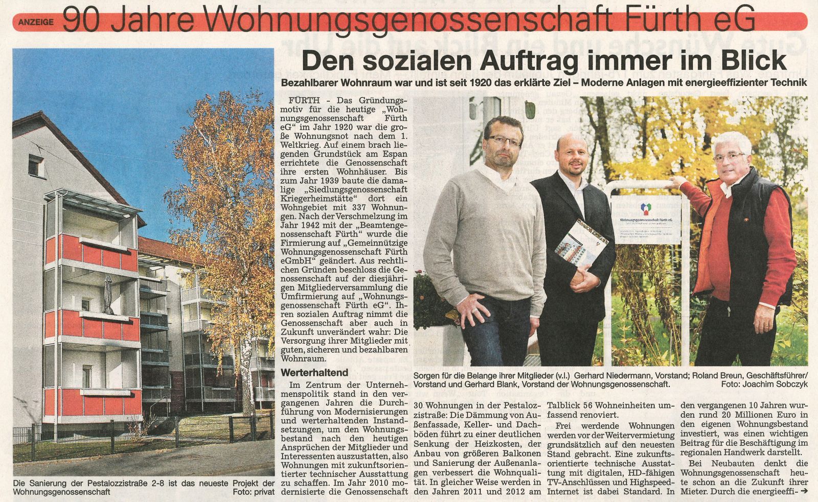 90 Jahre Wohnungsgenossenschaft Fürth eG …