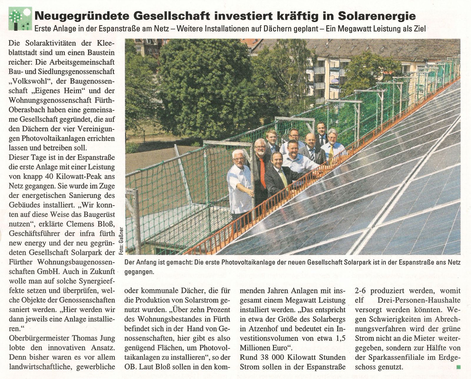 Neugegründete Gesellschaft investiert kräftig in Solarenergie …