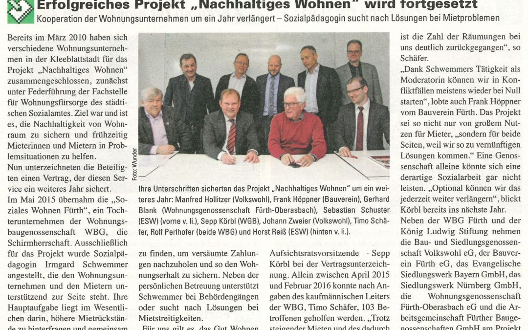 Erfolgreiches Projekt „Nachhaltiges Wohnen“ wird fortgesetzt …